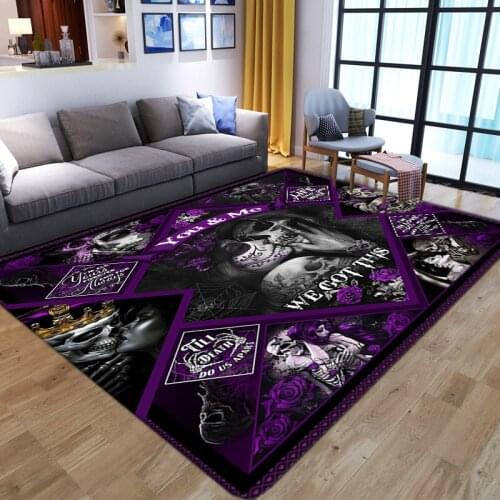 Skulls 3D Print Bedroom Area Rugs Soft Flannel Skull Big Carpets Modern Halloween Party Anti-slip Floor Rug Home Decor Door Mat