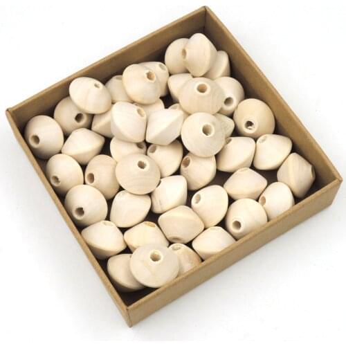 100x 15*20 Double Cone Wood Bead geometric natural wood beads round faceted smooth organic wooden bead DIY Jewelry finding EA226