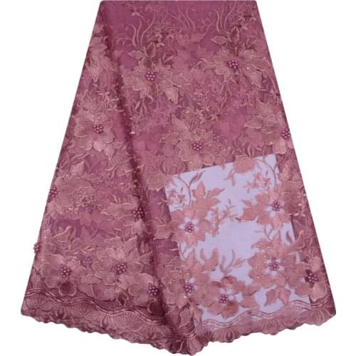 Beaded Lace Fabric 2018 Fashion Beautiful Elegant African French Lace Fabric High Quality Nigerian Lace Fabrics F1126
