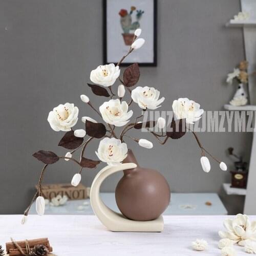 Minimalist Creative Simple Fashion Dried Crystal Flower + Ceramic Vase Home Craft Room Bar Wedding Decoration Handicraft