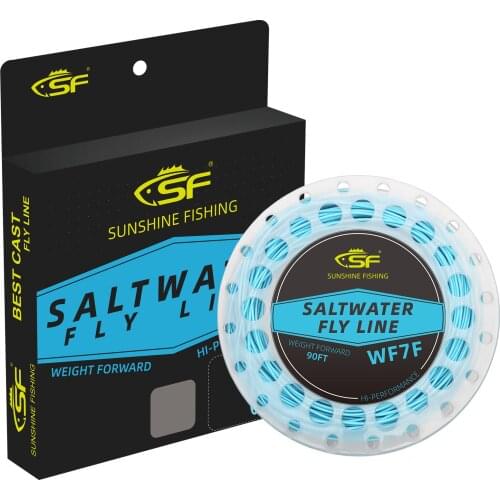 SF Saltwater Fly Line with Welded Loop Weight Forward Floating Line Braided Multifilament Core Light Blue Resistant Corrosion