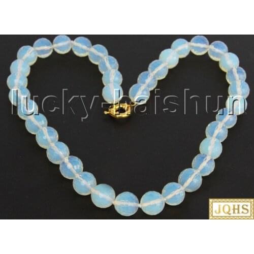 JQHS AAA 100% natural Selectable 16mm round faceted moonstone Beaded Strand knotted necklace j11496