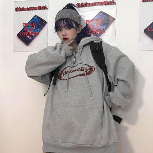 Sweatshirt 2020 new female autumn and winter Korean version couple loose hooded plus velvet padded jacket letter coat trend