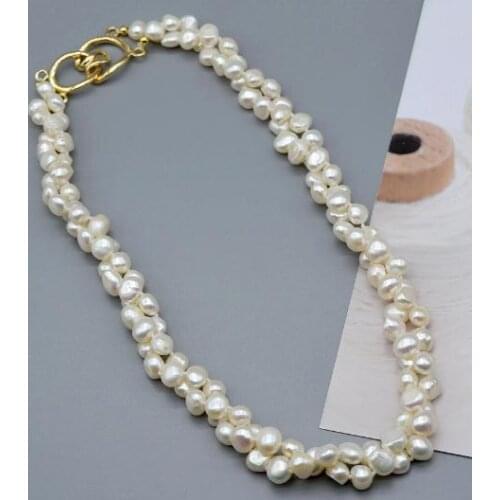 New Favorite Pearl Necklace White Baroque Freshwater Pearls Gold Plated Chain Buckle Can Be Worn At Will Ladies Fine Jewelry