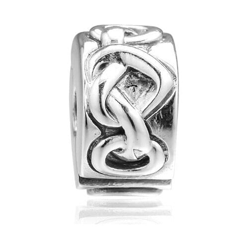 Knotted Heart Clip Beads for Silver 925 Bracelets Charms Jewelry Family Love Sign Vintage Silver Charm Beads for Jewelry Making