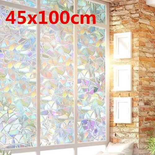 3D Rainbow Effect Window Films Privacy Decorative Film Anti-UV Non-Adhesive Static Cling Glass Sticker for Home Kitchen Office