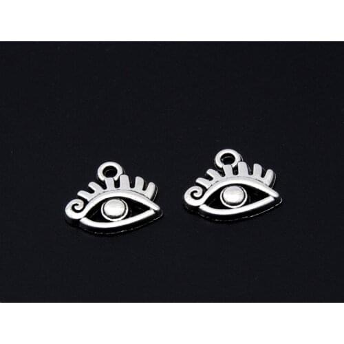 30pcs Silver Color Handmade Eye Charms Making Alloy Necklaces Earrings Jewelry Crafting Supplies 12x11mm A3383