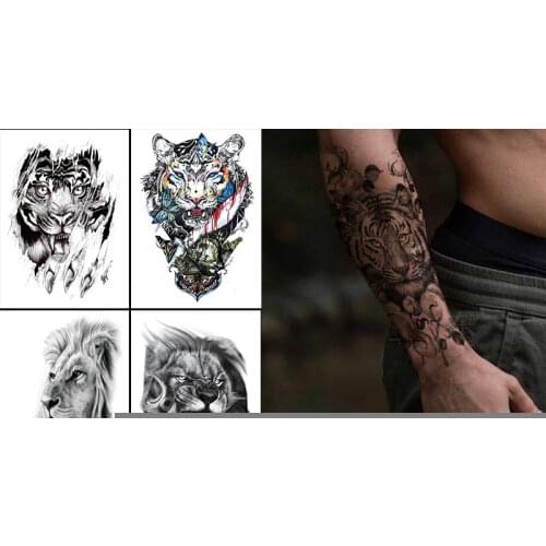 Sexy Animal Temporary Color Tattoo Body Art Painting Arm Leg Tattoo Lion Tiger Waterproof Tattoo Sticker Tattoo