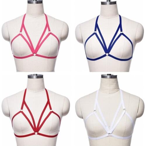 Sexy Open Chest Body Cage Soft Elastic Harness Band Pastel Gothic Adjustable Sexy Lingerie Crop Top Bondage Rave Body Harness