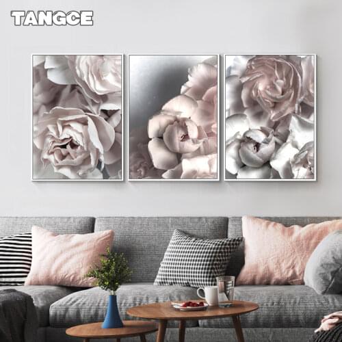 Abstract Peony Picture Scandinavian Poster Print Canvas Painting Nordic Flower Wall Art Living Room Decor Tropical Wall Art