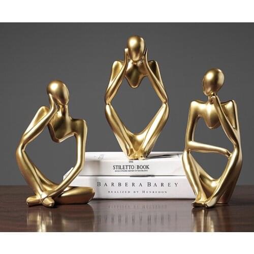 Nordic Abstract Character Golden Decoration Creative Home Ornament Drawing Room Office Sandstone Decor gift statue Sculpture