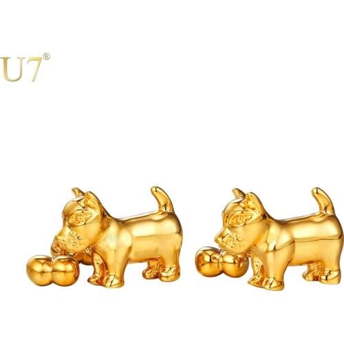 U7 New Cute Dog Cufflinks For Mens Fashion Jewelry Trendy Gold/Silver Color Bones Cuff Links Animal Jewelry C024