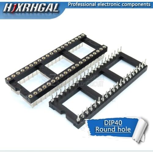 1PCS DIP-40 Round Hole 40 Pins 2.54MM DIP 40PIN DIP40 IC Sockets Adaptor Solder Type IC Connector hjxrhgal