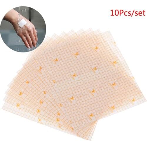 10pcs/lot Non-woven Fabric film Waterproof Transparent Tape Medical Adhesive Plaster Anti-allergic Wound Dressing Fixation Tape