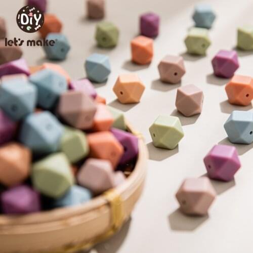 Lets make 100pcs Silicone Teethers Octagon Beads 17mm Food Grade Silicone Teething Beads DIY Necklace Accessories Baby Teether