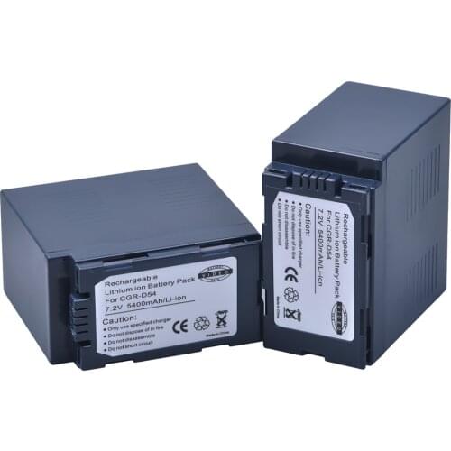 2Pc 5400mAh CGA-D54 CGA D54 D54S Camera Battery for Panasonic CGA-D54 Panasonic AG-AC8PJ AG-AC90A AG-HPX250 HC-X1000 AG-HPX255