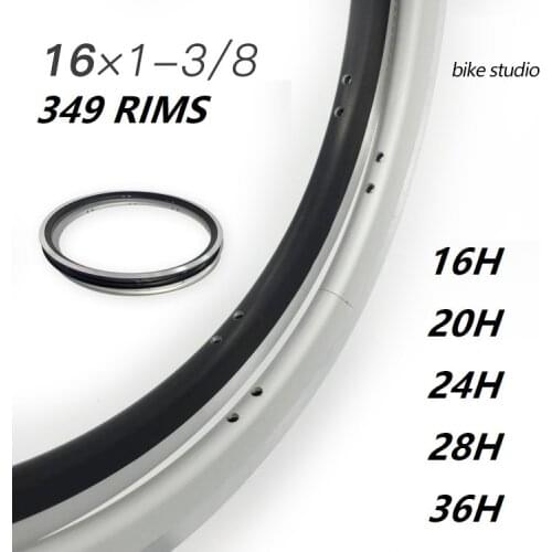 349 Bicycle Double Layer Rims 16 Inch 1 - 3/8 For Brompton Folding Bike Aluminum Alloy CNC Rim Black Silver 16 20 24 28 36 Hole