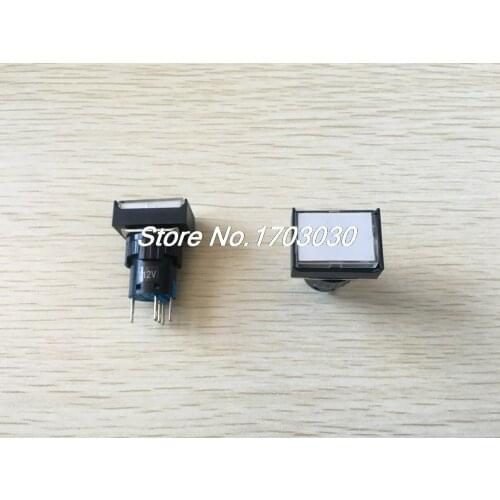 5 Pcs White Square Cap DC 12V LED Light 1P2T 5 Pins Push Button Switch
