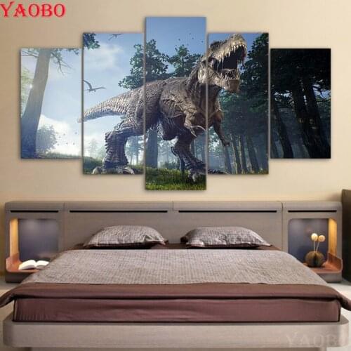 Full Square/Round Drill 5D DIY Diamond Painting 5 Pieces Animal Dinosaur Cross Stitch Diamond Mosaic Rhinestone Embroidery