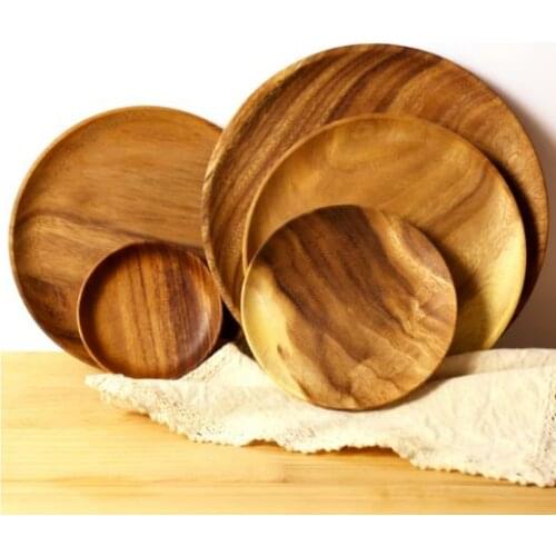 Wooden Circular Fruit Dishes No Paint Dry Fruits Cake Snack Plate Home Restaurant Hot Sell Small Dish