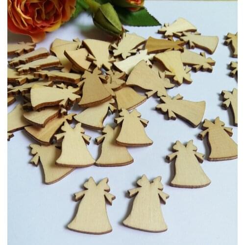 100Pcs/lot Wooden Christmas bells Buttons DIY Scrapbook for Crafts Clothing Decor Button Decorations Wood chips 16*21mm