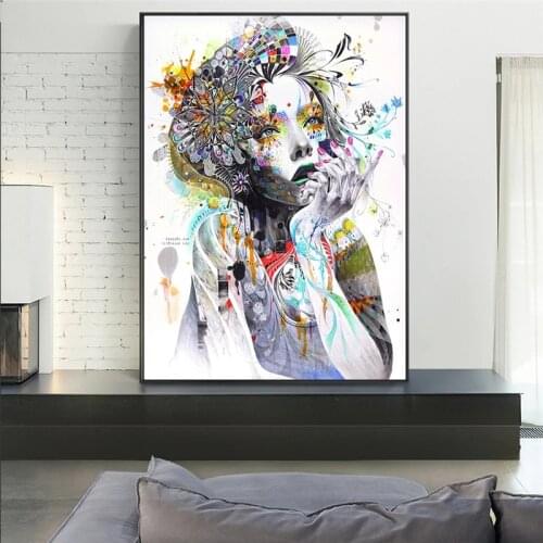 Girl With Flowers Abstract Canvas Art Girl With Butterfly Wall Posters Pop Art Wall Art for Living Room Home Decor