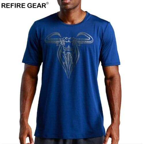 Refire Gear Summer Running T-shirt Men O-neck Short Sleeves Gyms Clothing Outdoor Sports Breathable Slim Shirts Tee Tops