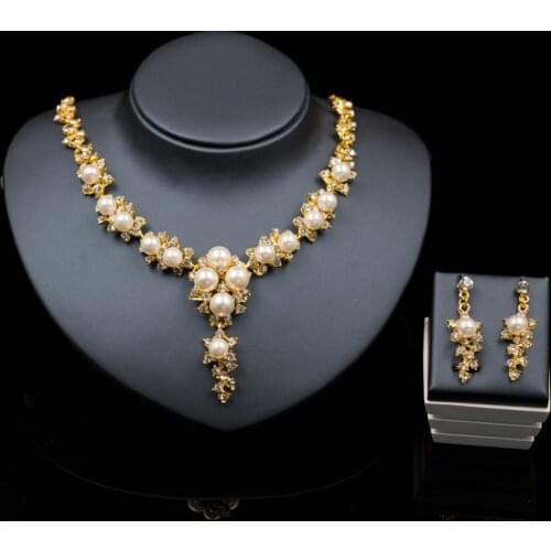 Sakura Love Africa Jewelry Set Bride Fashion Pearl Bracelet Necklace Glamour Woman Earring Banquet Wedding Party Gift