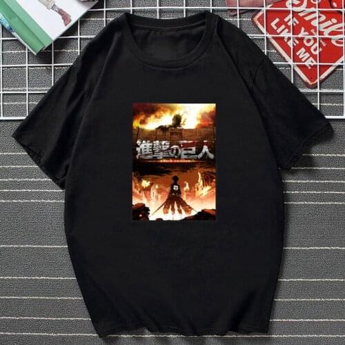 Summer Attack on Titan Manga TShirt Man Fashion Cartoon Printed Tee Cotton O-neck Anime Short-Sleeved Hot Sale Male Clothes