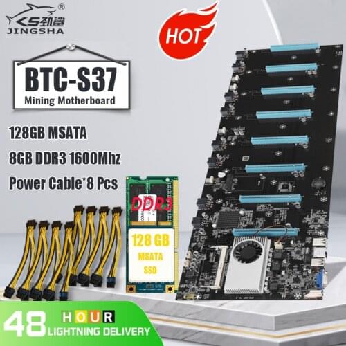Mining Motherboard with 128GB MSATA SSD 4GB DDR3 1600MHz and 8 Power Cords Has Low Power Consumption and High Computing Power