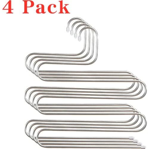 4 Pack 5 layers S Shape MultiFunctional Clothes Hangers Rack High-quality Pants Storage Hangers Multilayer Storage Cloth Hanger