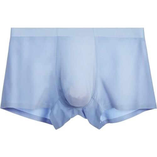 Summer Ice Silk Men Underwear Seamless Transparent Boxer Short Ultra Thin Breathable Comfortable Panties Underpant