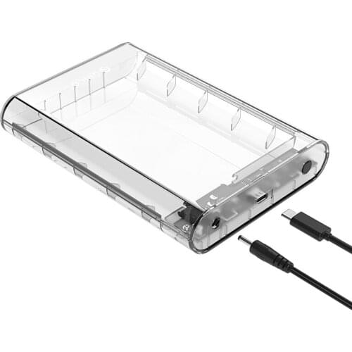 Transparent series 3.5-inch Type-C mobile hard disk box, transparent design, support 10TB large capacity, Power Supply 12V2A