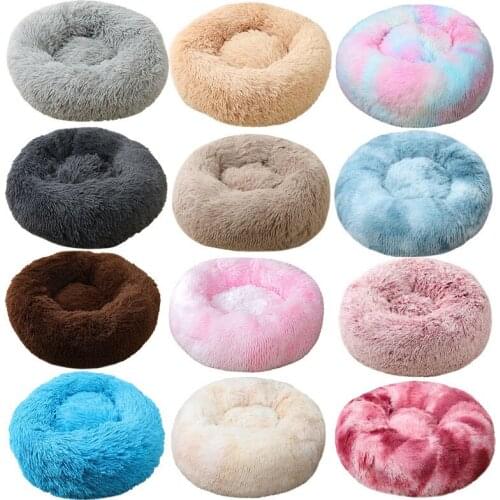 Dropshipping Pet Dog Bed Long Plush Super Soft Pet Bed Kennel Round Dog House Cat Bed Chihuahua Big Large Mat Bench Pet Supplies