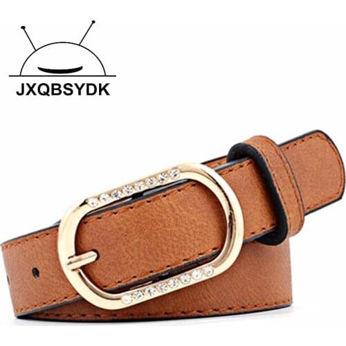 JXQBSYDK Luxury Belts for Women Fashion Diamond Design Pin Buckle Female Belts Imitation Leather PU Belts 2020