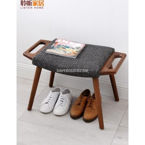 Nordic Solid Wood Shoe Changing Stool, Shoe Wearing Stool, Footstool, Dressing Stool, Cloth Art Stool, Sofa Stool, Bench, Househ
