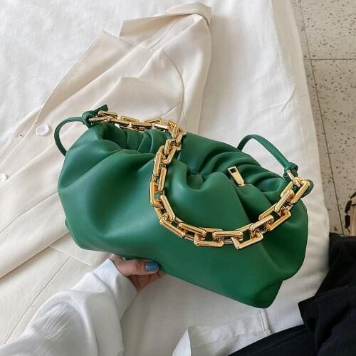 Women Gold Chain Tote Bag Luxury Cloud Shape Shoulder Bags For Female 2020 New Soft PU Leather Clutch Ladies Handbags and Purses