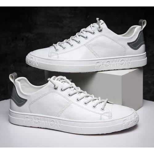 Fashion Men Shoes Leather Men Shoes Casual Comfortable Men Loafers Flats Shoes Breathable Shoes Men White Sneakers