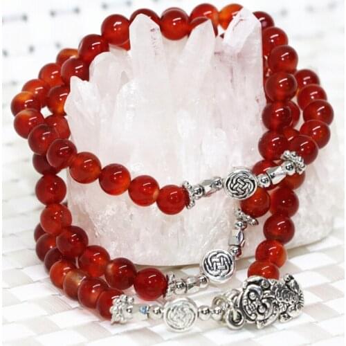 Unique design 6mm round natural stone red agat onyx carnelian stones beads multilayer bracelets for women luxury jewelry B2197