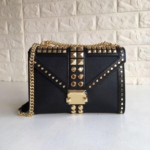 High Quality Genuine Leather Luxury Rivet Handbags Women Bags Designer Famous Brand Chain Crossbody Shoulder Bag Messenger Bags