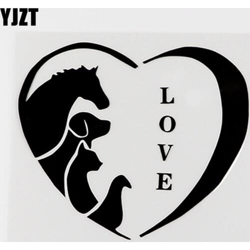 YJZT 12.5CMX10.6CM Fashion Love Animal Vinyl Graphical Car Sticker Black/Silver 8C-0028