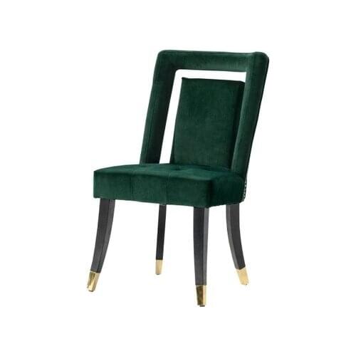 ChinaFurniture processing and production factory modern light luxury velvet dinner chair wooden foot