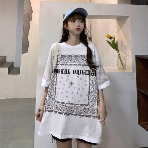 2021 summer new Korean version of the tide letter printing wild loose large size short-sleeved T-shirt top women