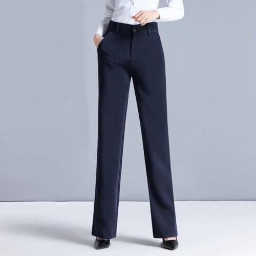 Women Wide Leg Pants Winter 2021 High Waist Business Dress Pants Plus Size Winter Thick Trousers Causal Pants Balck Elegant
