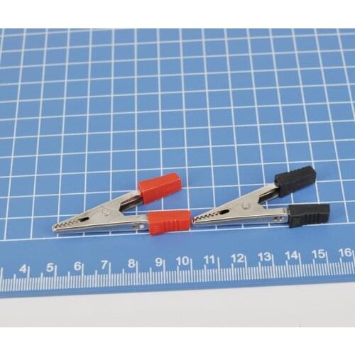 10pcs/lot Plastic Handle Test Probe Metal Alligator Clips 50mm Copper chrome plating