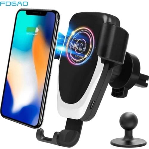 10W Fast Qi Inductive Wireless Charger Car Gravity Air Vent Phone Mount Holder for iPhone 12 11 XS XR X 8 Plus Samsung S21 S20