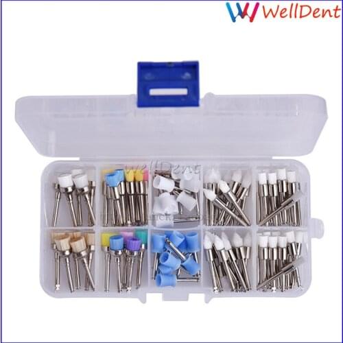 100pcs Dental Polish Polishing Tooth Type Latch Prophy Cup Rubber Mixed Color