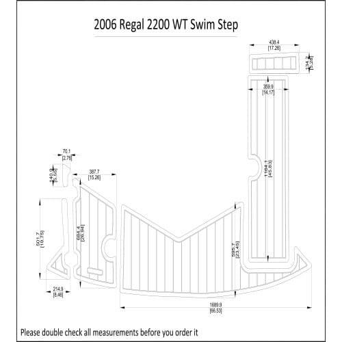 2006 Regal 2200 WT Swim Step Pad Boat EVA Teak Decking 1/4" 6mm