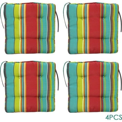 4pcs/set Striped Dining Chair Cushion Thick Square Cushions With Patio Kitchen Straps, Fabric Square Home Sofa Cushions 40x40cm