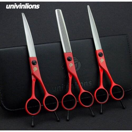 7" Pet Dog Gromming Scissors Straight & Thinning & Down Curved Scissors Pet Cutting Scissors Kit Dog Animals Cat Stainless Steel